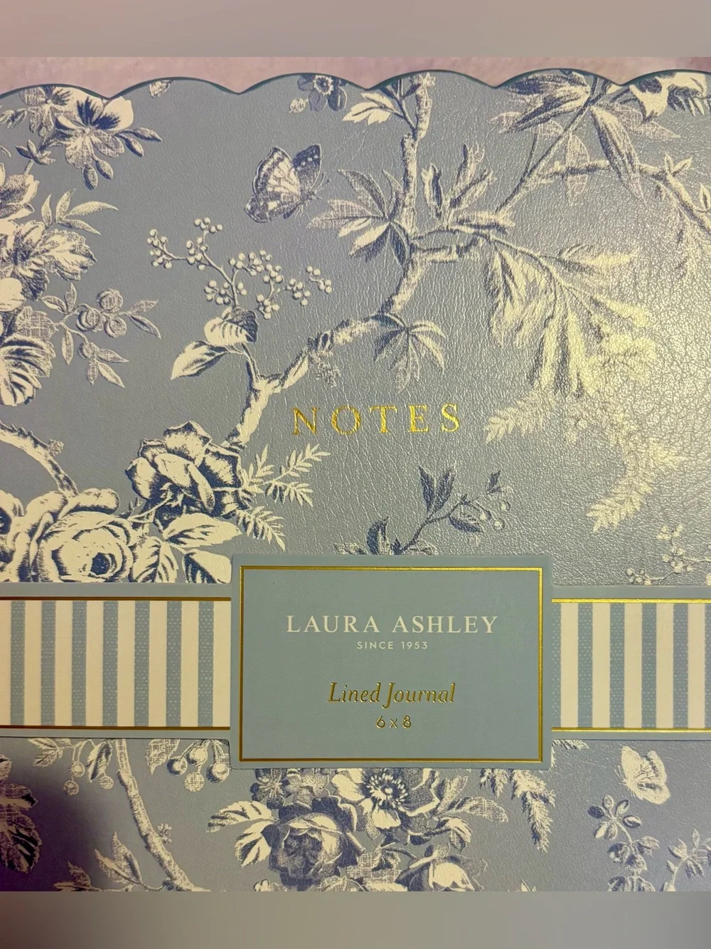 Laura Ashley Light Blue Floral Lined Journal with Gold Accents